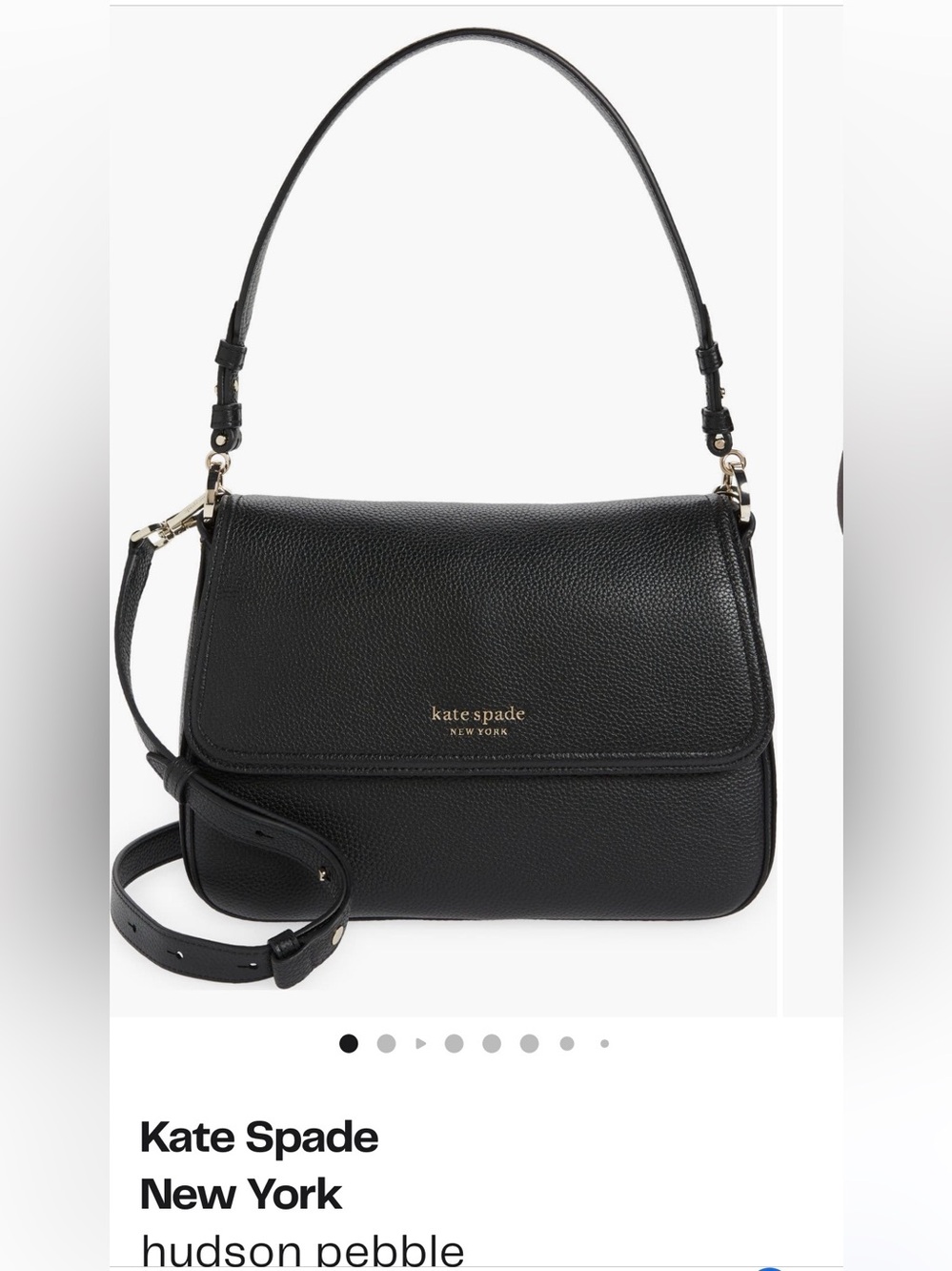 Kate Spade Hudson Black Pebble Leather Shoulder/Cross Body Bag